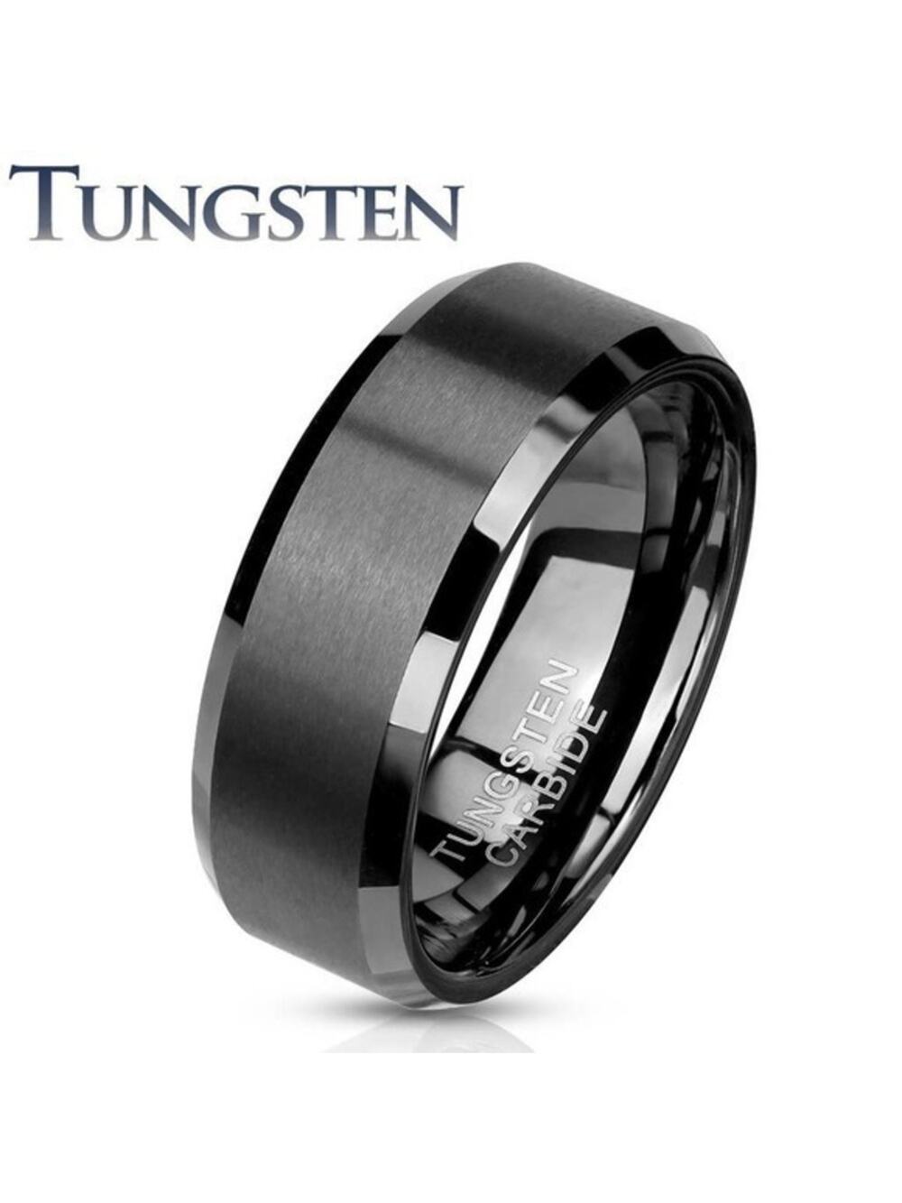 New brushed center stepped edges tungsten carbide ring‎ size 13